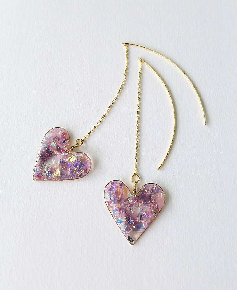 big heart ラベンダーネオンのハートピアス or イヤリング - 耳环/耳夹 - 树脂 紫色