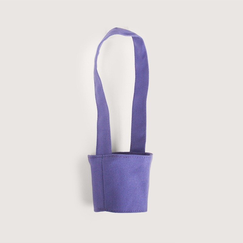 【素面款】帆布饮料提袋 | 紫罗兰色_台湾制帆布包 - 随行杯提袋/水壶袋 - 棉．麻 紫色