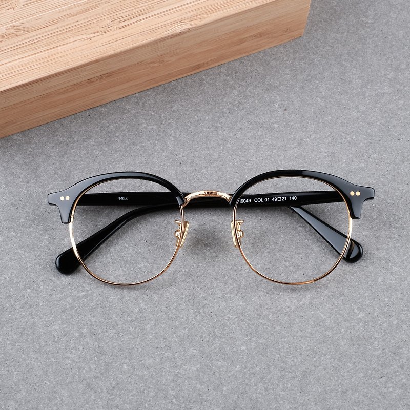 【福利品】韩国复古眉框 黑金 钛金属 眼镜 镜框 - 眼镜/眼镜框 - 其他材质 黑色