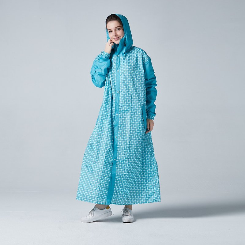 BAOGANI宝嘉尼 B06千鸟格背包客雨衣(蓝色) - 雨伞/雨衣 - 防水材质 蓝色