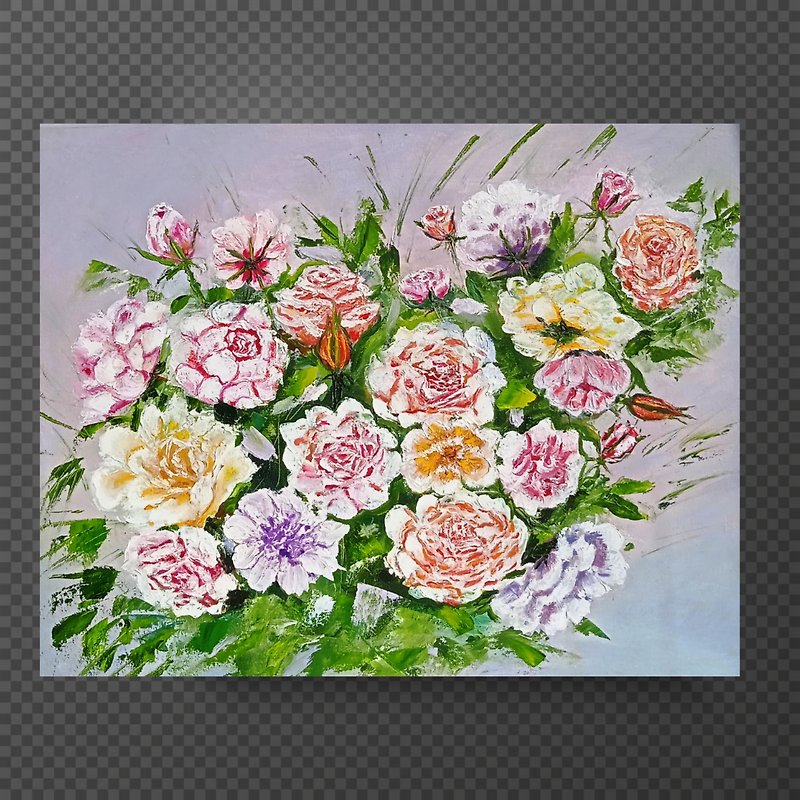 牡丹,粉红花,原画,油画,原画40x50cm - 墙贴/壁贴 - 其他材质 多色