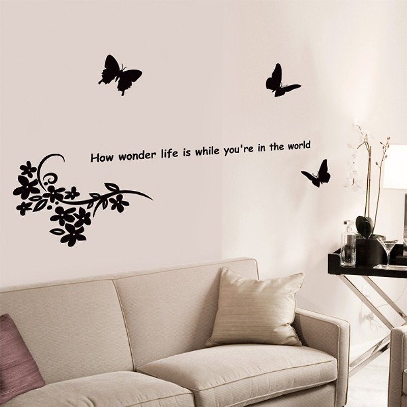 Smart Design 创意无痕壁贴◆蝴蝶与花(8色可选) - 墙贴/壁贴 - 纸 红色