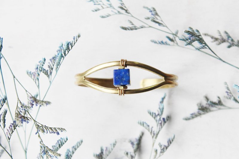 9月诞生石-Lapis lazuli青金石方糖星空简约款铜手环 - 手链/手环 - 宝石 蓝色