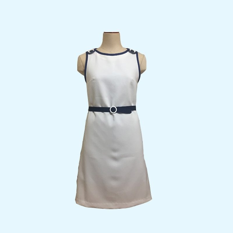 retro one-piece dress Sandra - 洋装/连衣裙 - 聚酯纤维 白色
