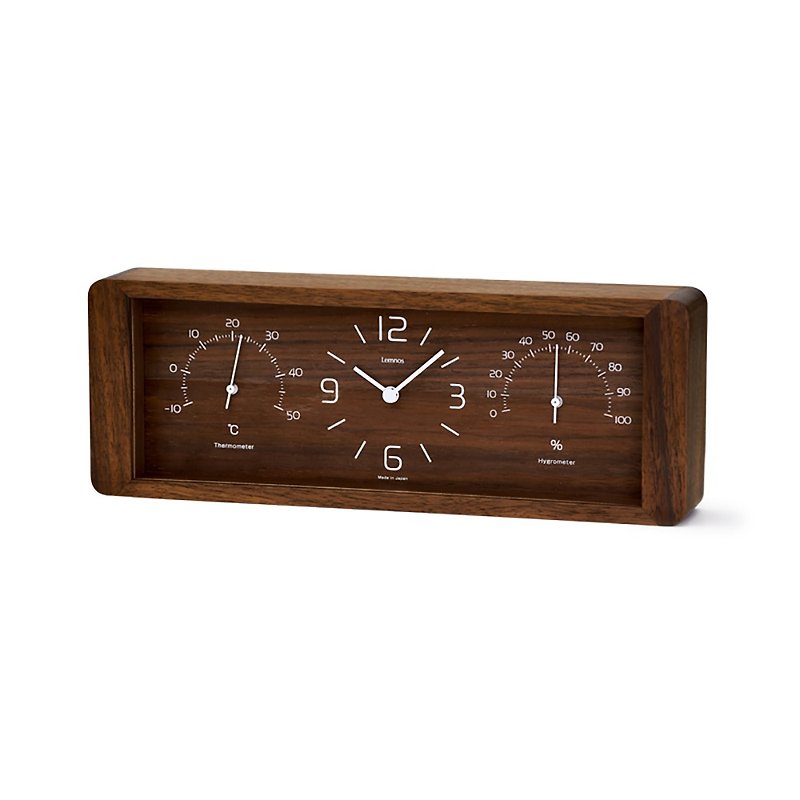 Lemnos Yokan 温度湿度桌钟 - 咖啡 - 时钟/闹钟 - 木头 咖啡色