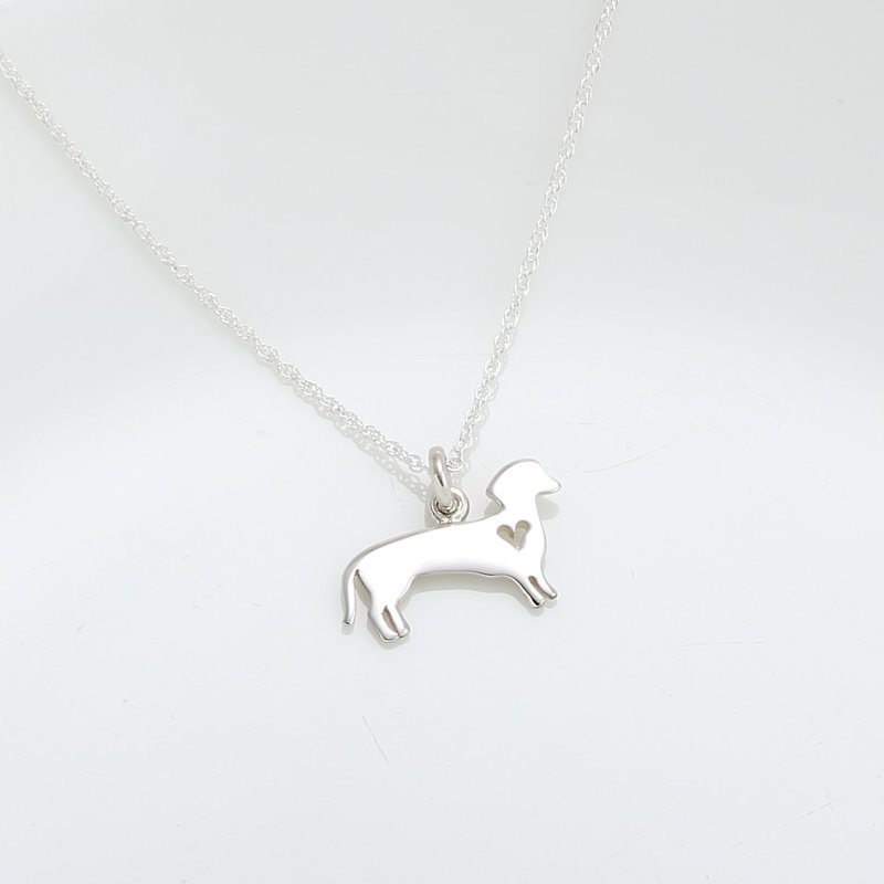 腊肠犬 狗 Dachshund s925 纯银 项链 宠物 情人节 圣诞节 礼物 - 项链 - 纯银 银色