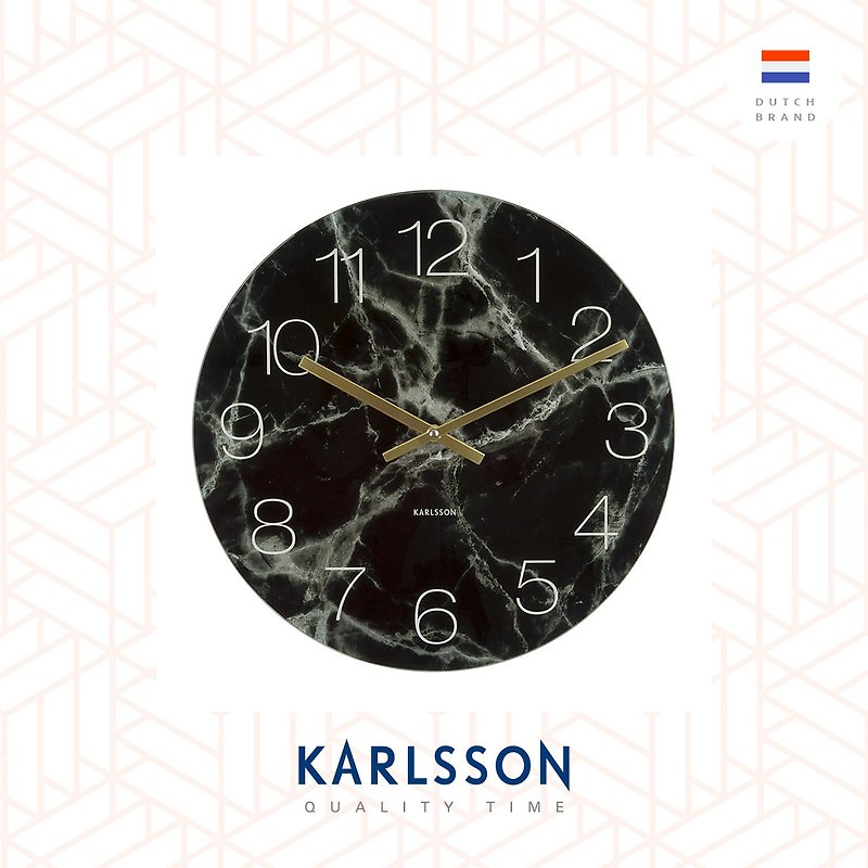Karlsson, 17cm Table/Wall clock Glass Marble black small - 时钟/闹钟 - 玻璃 黑色