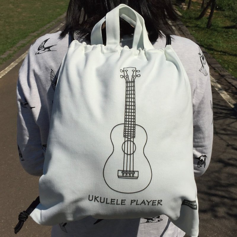 WD 乐器棉质背包 - 乌克丽丽 现货+预购 - 束口袋双肩包 - 棉．麻 白色