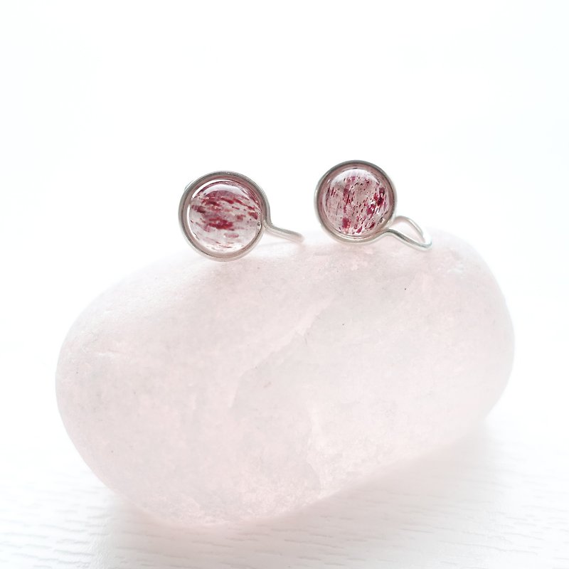 GENIES精灵系列 - 草莓晶 纯银 防水 耳环 耳夹 耳骨夹 - 耳环/耳夹 - 其他材质 粉红色
