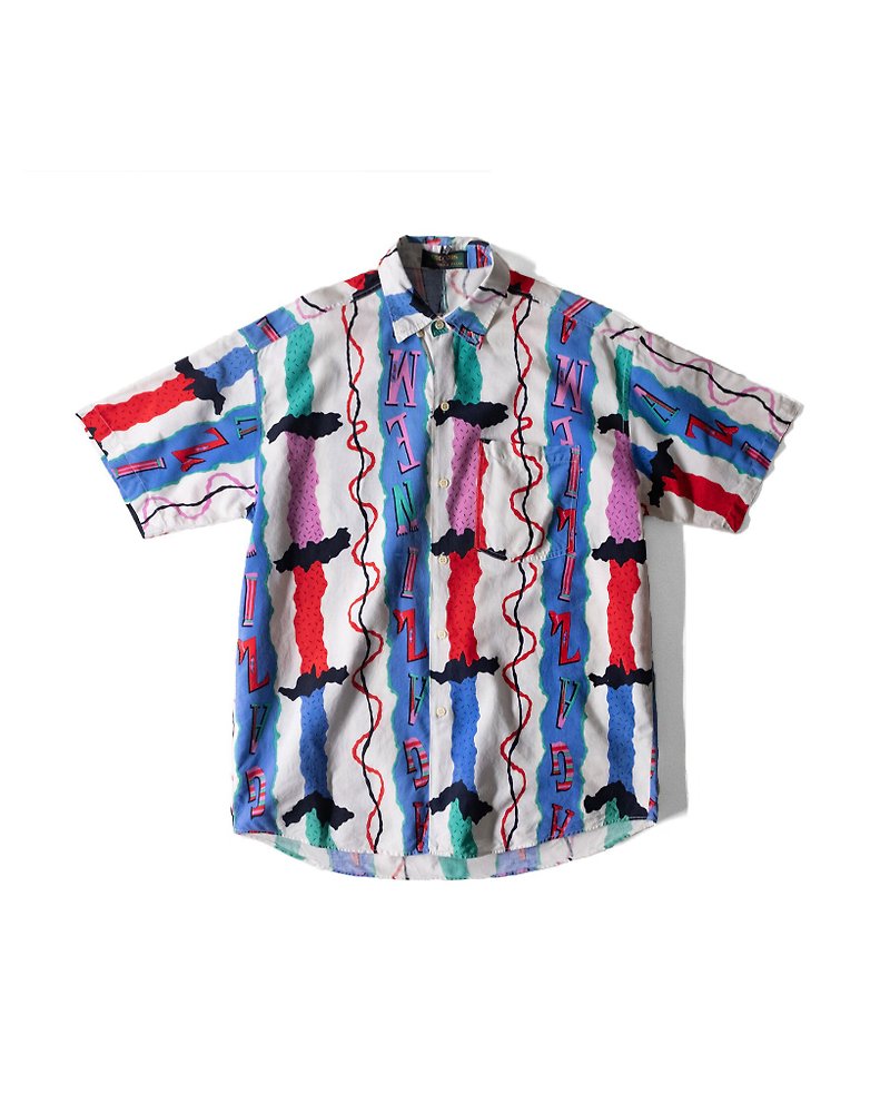 A PRANK DOLLY - 古着 涂鸦字母花衬衫(T106001) - 男装衬衫 - 棉．麻 多色