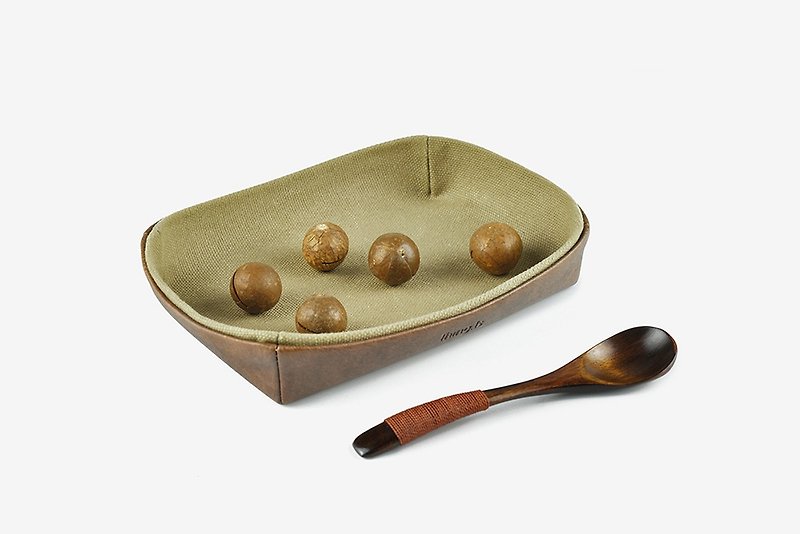托盘 杂物盘 桌面收纳 棕色 - 收纳用品 - 人造皮革 咖啡色