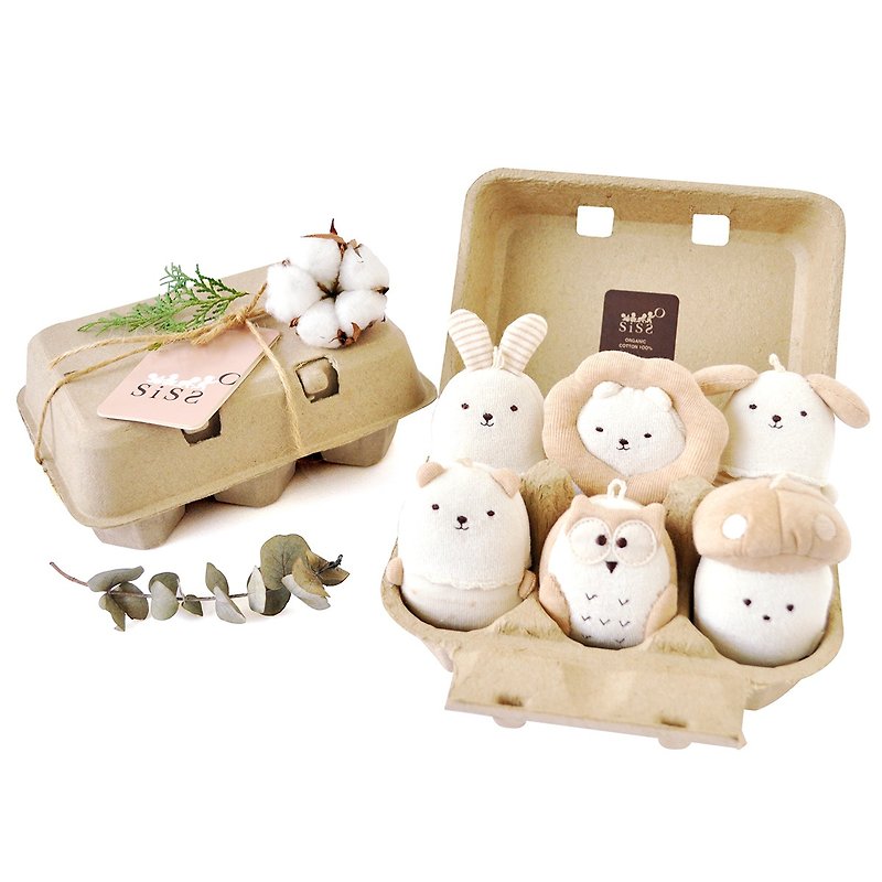 【SISSO有机棉】蛋宝家族六入礼盒 - 玩具/玩偶 - 棉．麻 白色