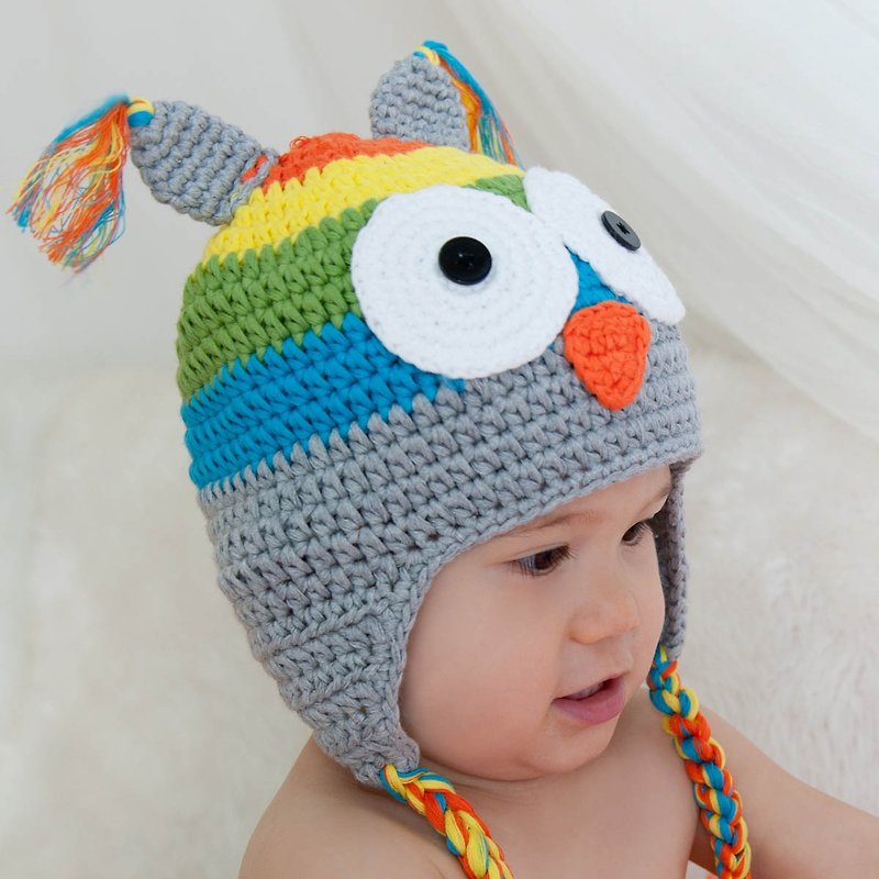 Cutie Bella手工编织帽Owl-Sherbet - 婴儿帽/发带 - 棉．麻 多色