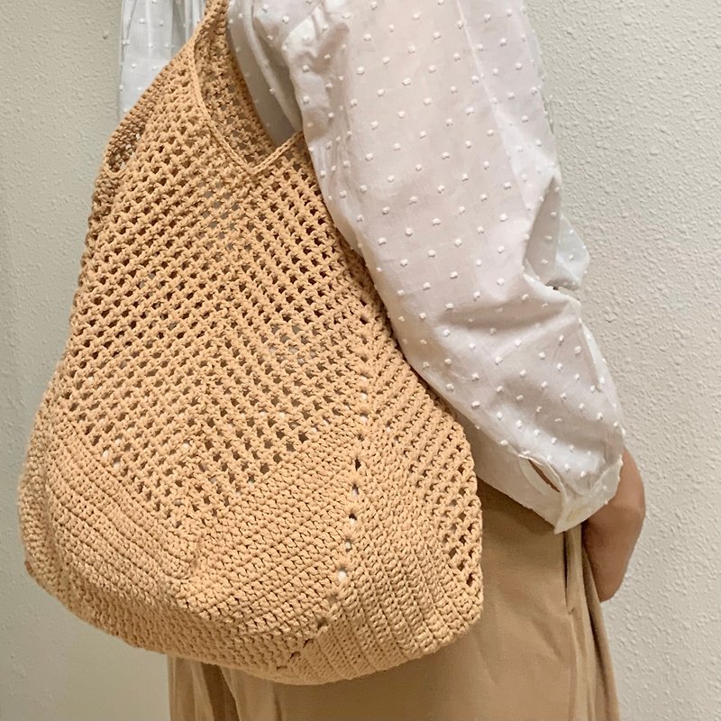 かぎ針編みバッグ - 侧背包/斜挎包 - 棉．麻 咖啡色