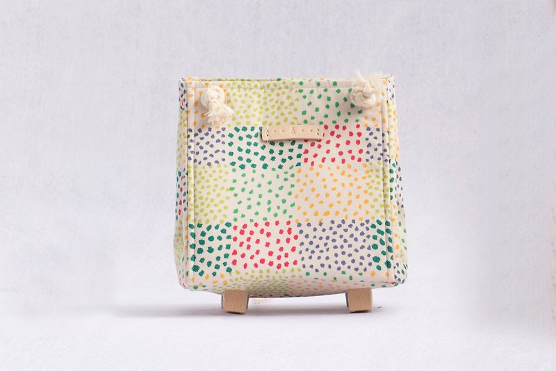 日本布料： Kippis 波点小方形袋 - 侧背包/斜挎包 - 棉．麻 
