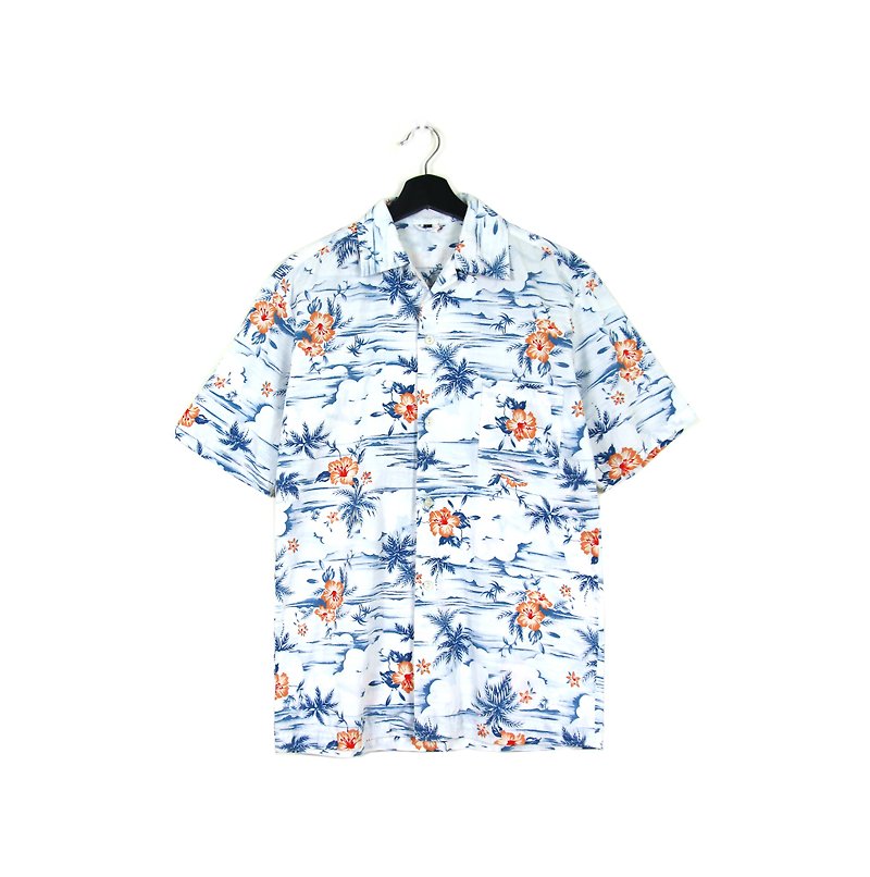 Back to Green:: 夏日云朵 花卉 //男女皆可穿// vintage Hawaii Shirts (H-02) - 男装衬衫 - 棉．麻 