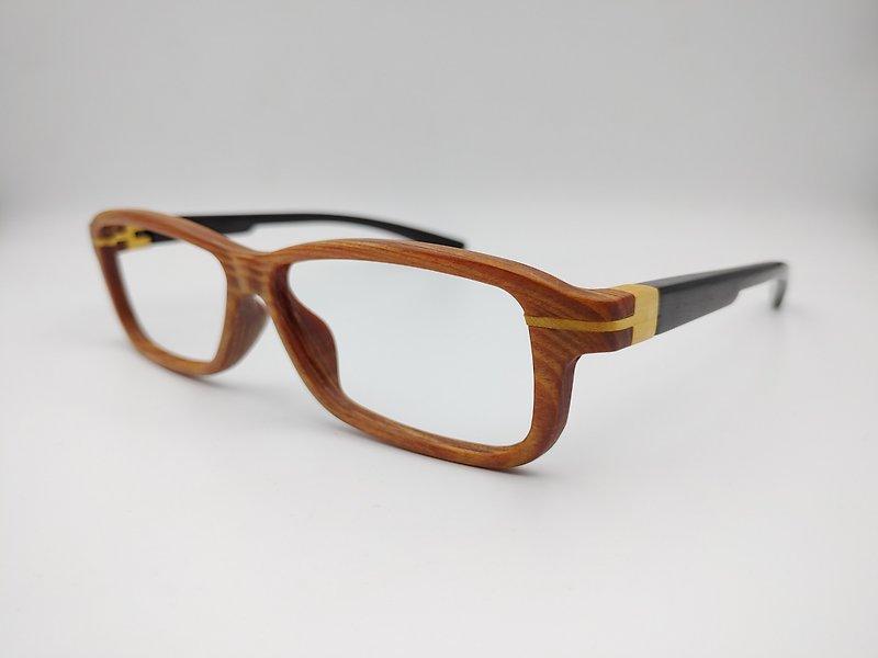 精致手工木制眼镜 原木眼镜 台湾手工制造/赠送桧木手机平板架 - 眼镜/眼镜框 - 木头 卡其色