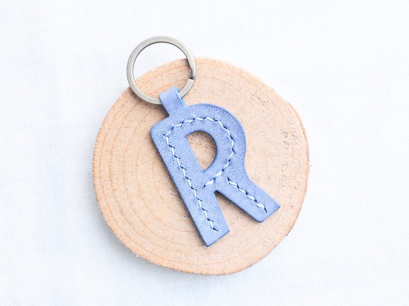 头文字R字母锁匙扣—白蜡皮组 好好缝 皮革材料包 钥匙圈 意大利 - 皮件 - 真皮 蓝色