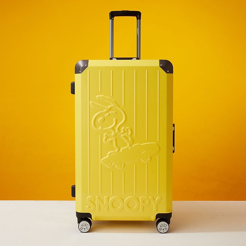 SNOOPY史努比 28寸铝框行李箱/运动款/胖胖箱-滑板黄 - 行李箱/行李箱保护套 - 塑料 黄色