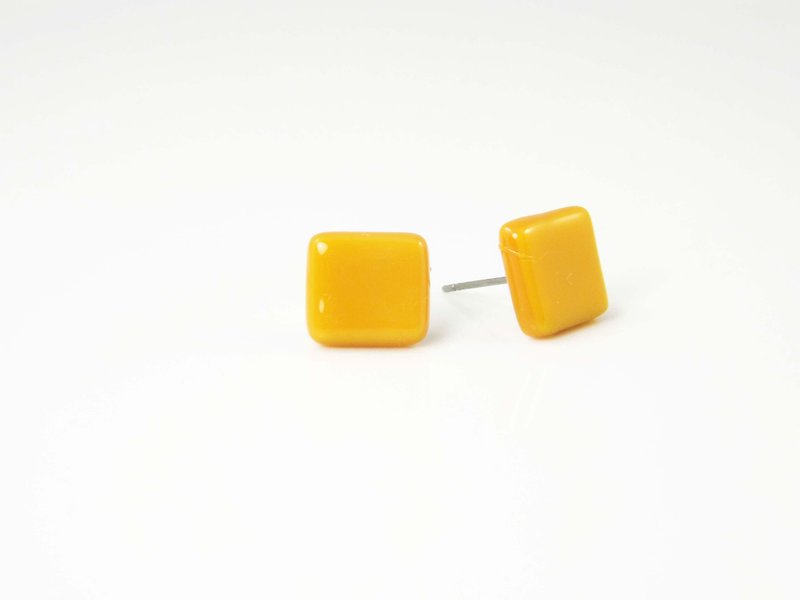 琉璃耳环-Pantone 123 - 耳环/耳夹 - 玻璃 黄色