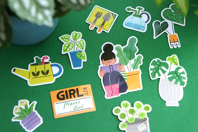 女孩系列贴纸组 植栽女孩 - 贴纸 - 纸 绿色