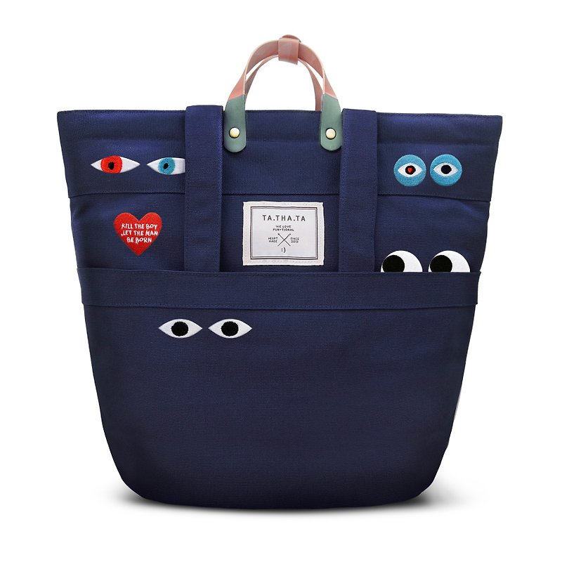 Swift : A hundred eyes, 4 ways bag : backpack, tote bag, sling bag, handbag - 后背包/双肩包 - 棉．麻 蓝色