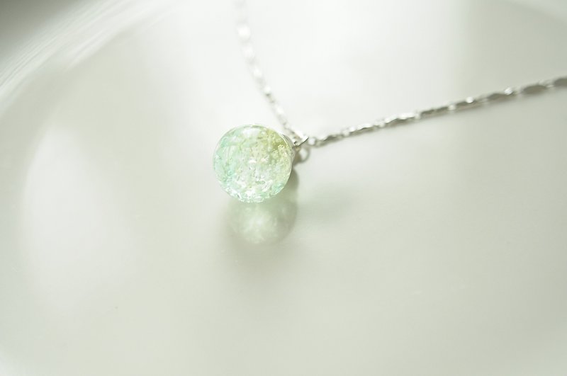 :│Sweet Dream│:冰晶玻璃纯银项链│水色潋滟 - 项链 - 玻璃 绿色