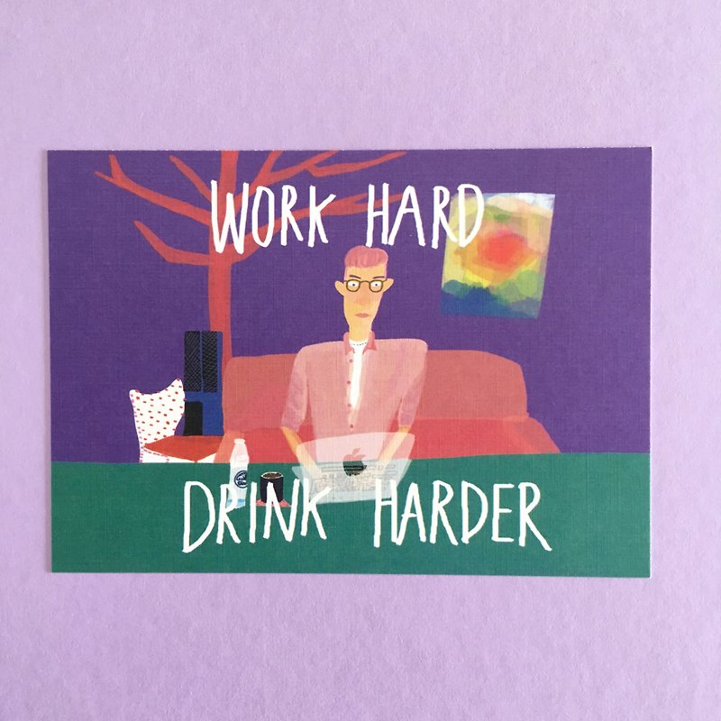 Drink Harder | 明信片 - 卡片/明信片 - 纸 紫色