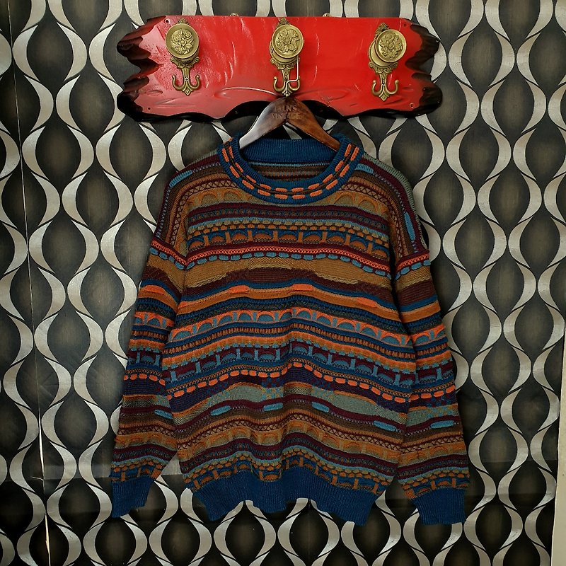 小龟葛葛-日本-立体条纹针织古着毛衣 - 女装针织衫/毛衣 - 其他人造纤维 