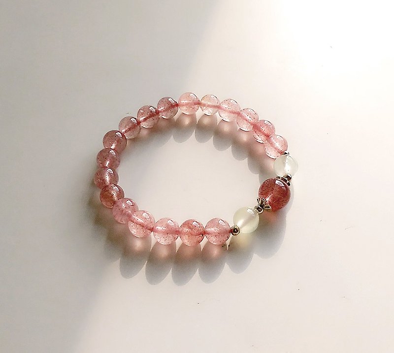 [ 宝石系 ] 甜的 天然矿石 草莓晶 葡萄石 纯银配件 • 手链 - 手链/手环 - 宝石 粉红色