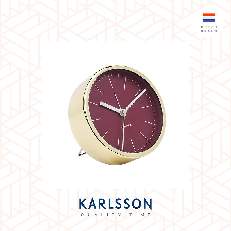 荷兰Karlsson, 酒红色配亮金色Minimal系列金属闹钟 - 时钟/闹钟 - 其他金属 红色