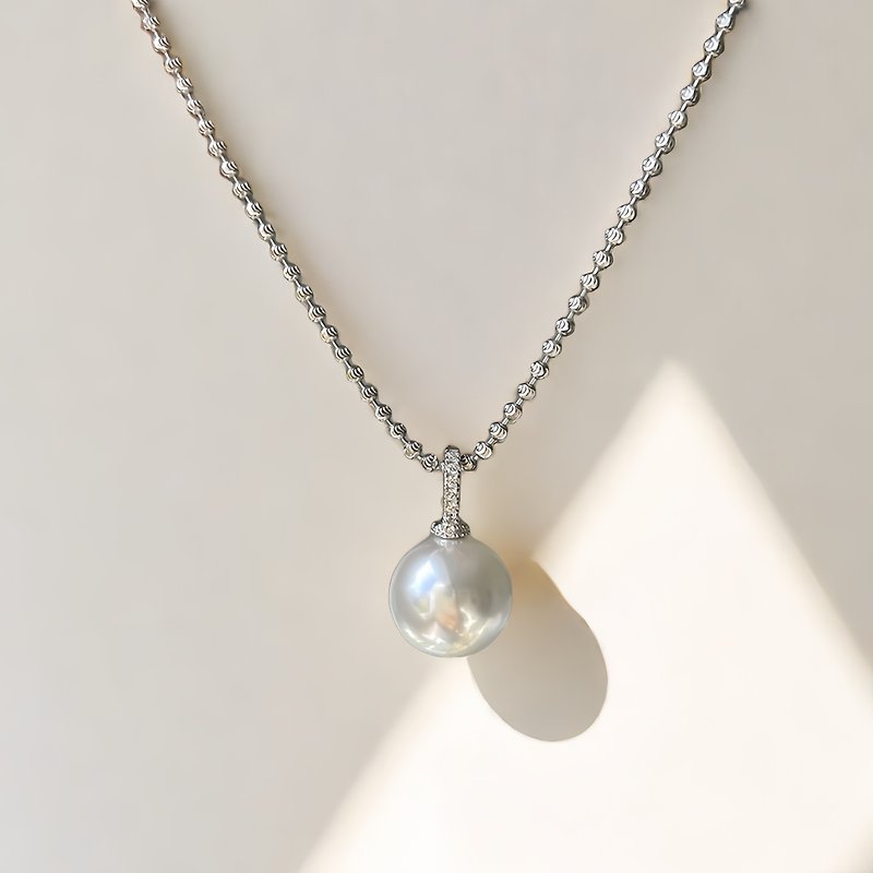 POGO 施家水晶珍珠万能扣纯银项链轻奢小众毛衣链 - 项链 - 其他金属 