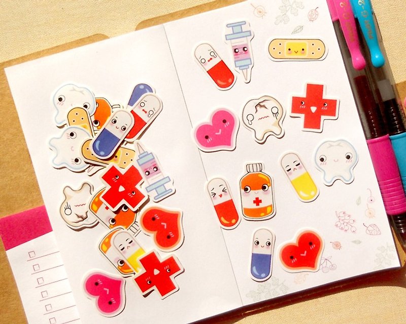 医疗贴纸组合 - 手帐贴纸系列 (30入) - Medical Stickers - 贴纸 - 纸 多色