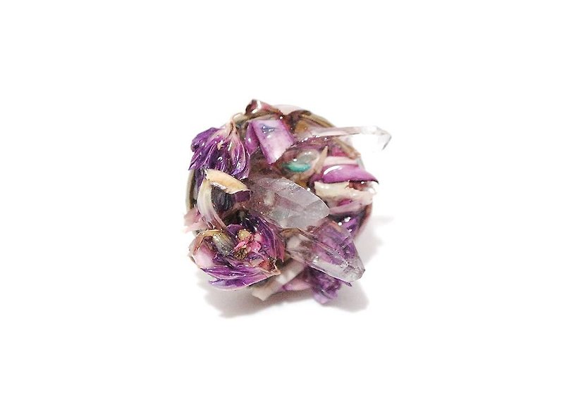 花色控制室 紫色水晶干燥花介指 / Witchcraft 系列 - 戒指 - 植物．花 紫色
