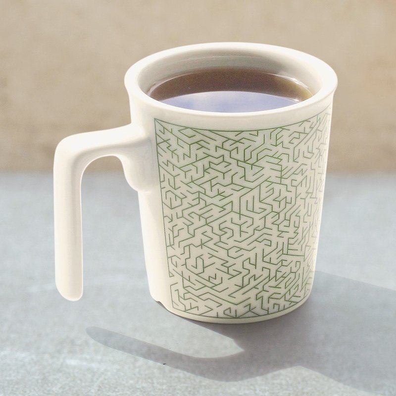 木迷宫-亲亲马克杯 台湾精品/可微波/可加购盖 - 咖啡杯/马克杯 - 瓷 绿色