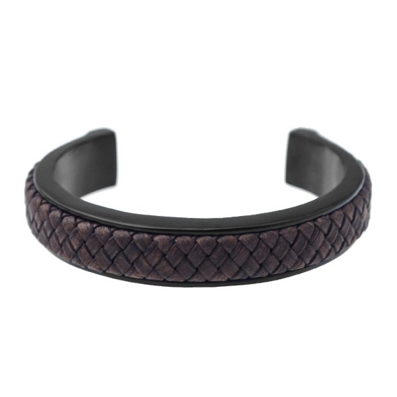 简约编织皮革C型手环 Leather C-Type Bracelet - 手链/手环 - 其他金属 