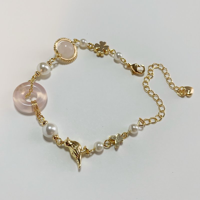 祝福与爱手链 － 粉晶与珍珠手作饰品 - 手链/手环 - 水晶 粉红色