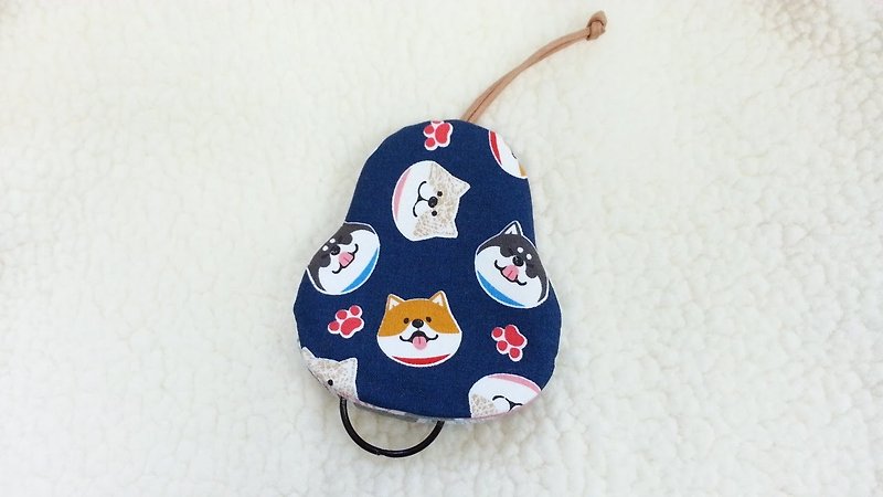 笑笑柴犬(蓝) 梨型钥匙包【K180303】 - 钥匙链/钥匙包 - 棉．麻 多色