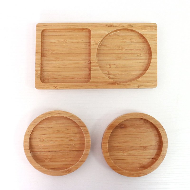 福利品/竹、榉木杯垫.托盘系列 - 杯垫 - 木头 咖啡色