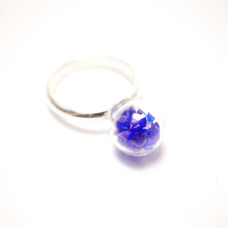 A Handmade 深蓝色水晶迷你玻璃球指环 - 戒指 - 玻璃 