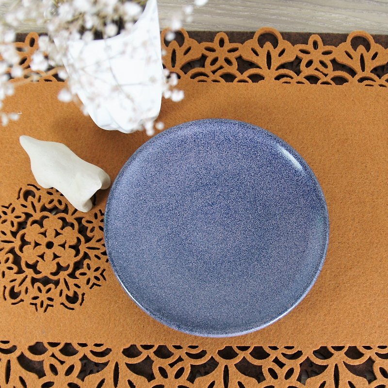 钴蓝紫斑陶盘,餐盘,菜盘,水果盘,点心盘-直径约15.5厘米 - 浅碟/小碟子 - 陶 蓝色