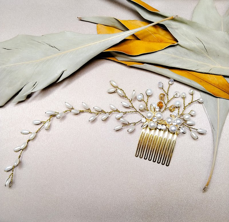 戴上幸福的饰 稻穗系列-新娘发梳.法国梳.自助婚礼051-2 - 发饰 - 其他金属 