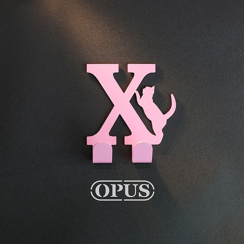 【OPUS东齐金工】当猫咪遇上字母X - 挂勾(粉红)/壁饰挂勾 - 墙贴/壁贴 - 其他金属 粉红色