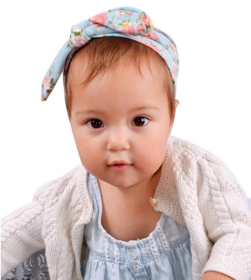 棉质柔软印花儿童发带 - 婴儿帽/发带 - 聚酯纤维 