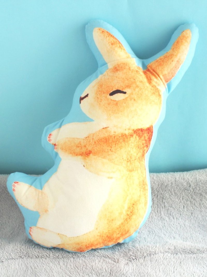 兔兔 小兔 抱枕 咕𠱸 - 枕头/抱枕 - 棉．麻 蓝色