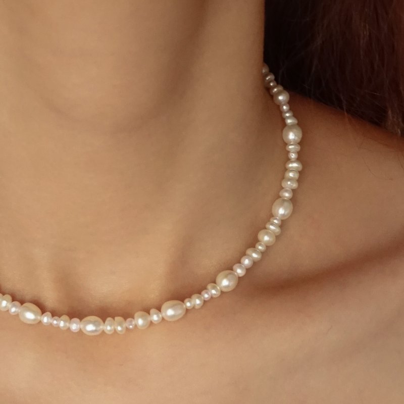 Delilah 淡水珍珠项链/ 天然珍珠/ 巴洛克/细致 - 项链 - 珍珠 白色