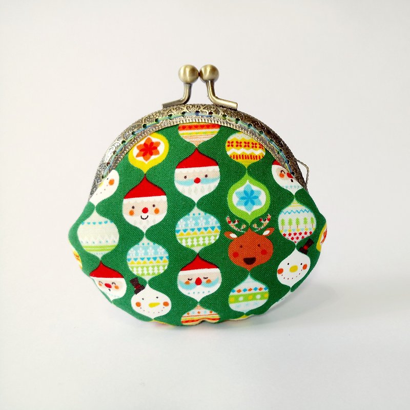【绿色老公公】口金包 零钱包 手拿包 圣诞交换礼物 - 手拿包 - 棉．麻 绿色