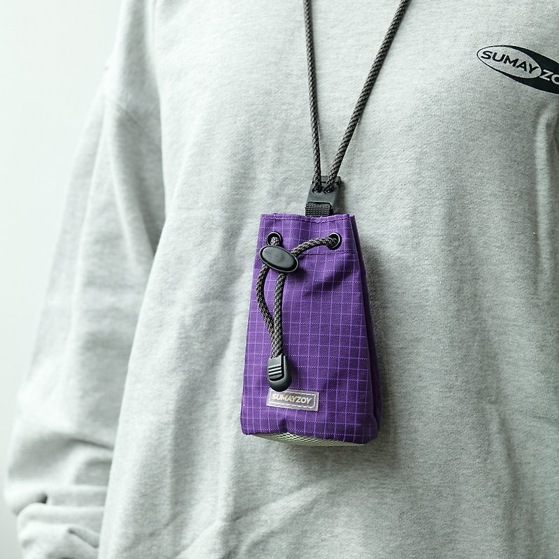耳機包卡包 掛脖運動 耳机收纳包鑰匙包 工裝風機能包 珊瑚紫 - 手提包/手提袋 - 聚酯纤维 紫色