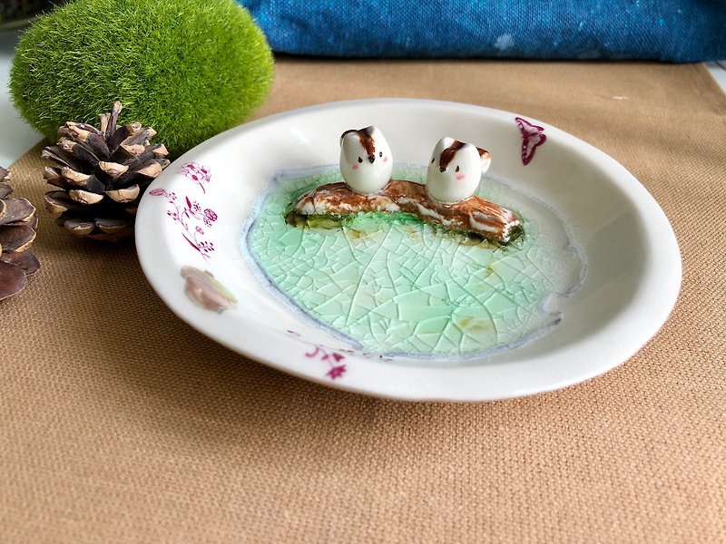 桌上风景 陶瓷小松鼠饰物碟 - 摆饰 - 陶 绿色