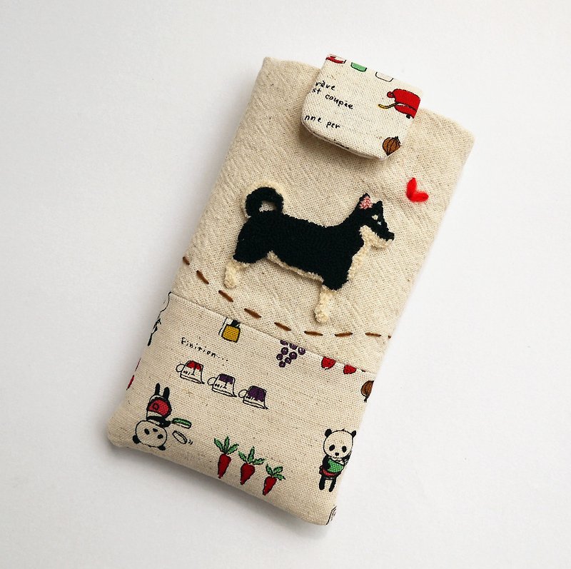 黑柴犬刺绣手机袋(M) 适合5寸手机 - 其他 - 棉．麻 